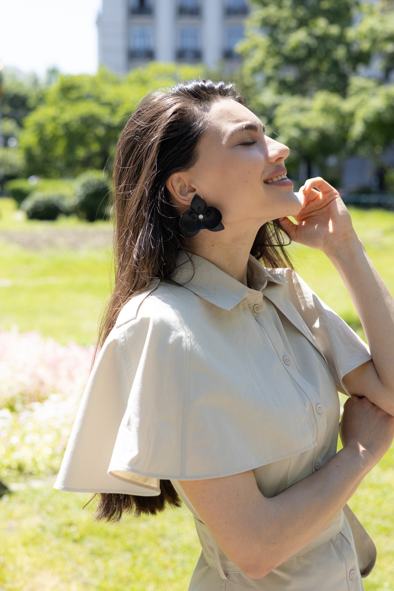 Cercei Orhidee - Negru