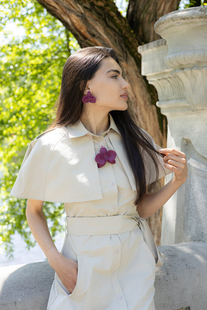 Set Colier + Cercei Orhidee - Royal Magenta