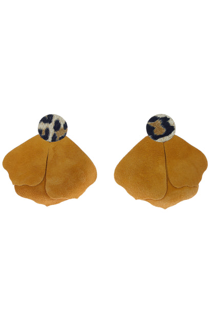 Cercei Aripi - Galben mustar + Animal print