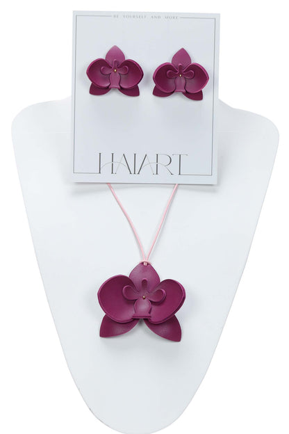 Set Colier + Cercei Orhidee - Royal Magenta