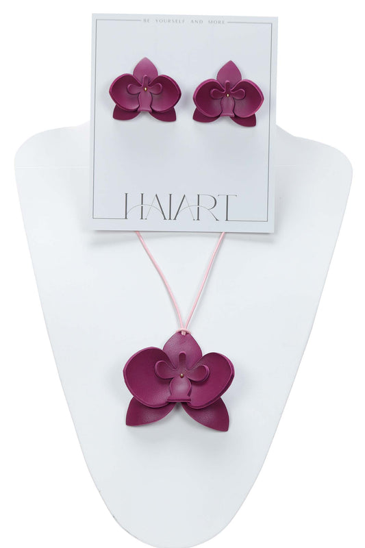 Set Colier + Cercei Orhidee - Royal Magenta
