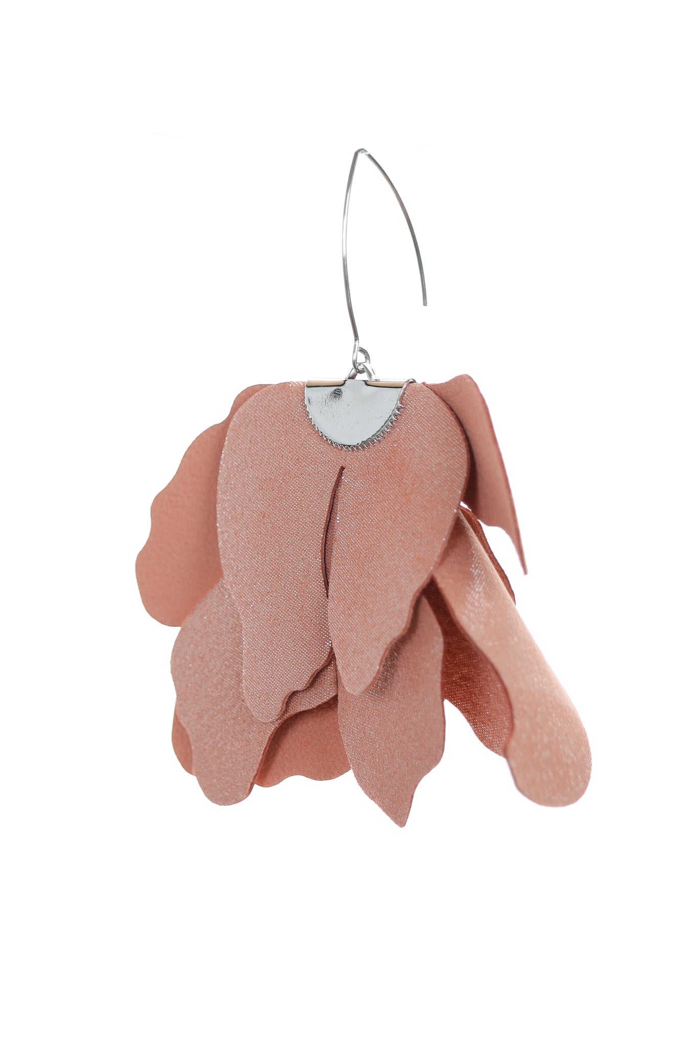 Cercei Floare Mare - Roz pudrat cu glitter