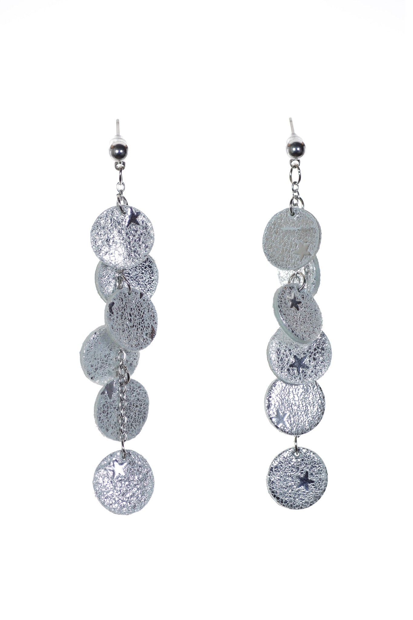 Cercei cercuri - Argintiu cu stelute