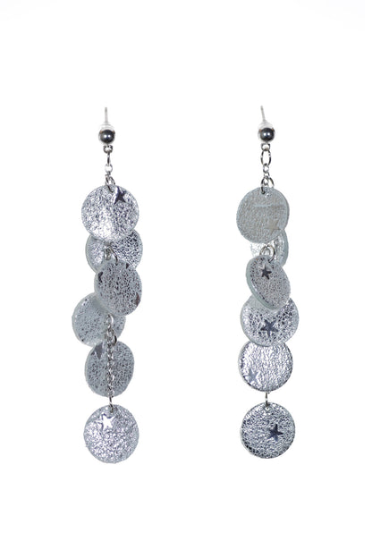 Cercei cercuri - Argintiu cu stelute