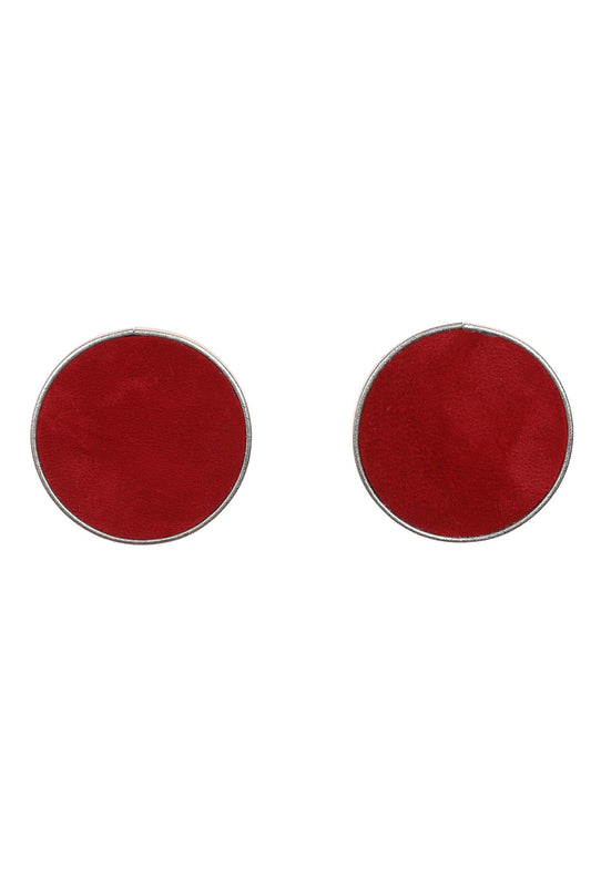 Cercei Cerc (5 cm) - Rosu cu rama Aurie