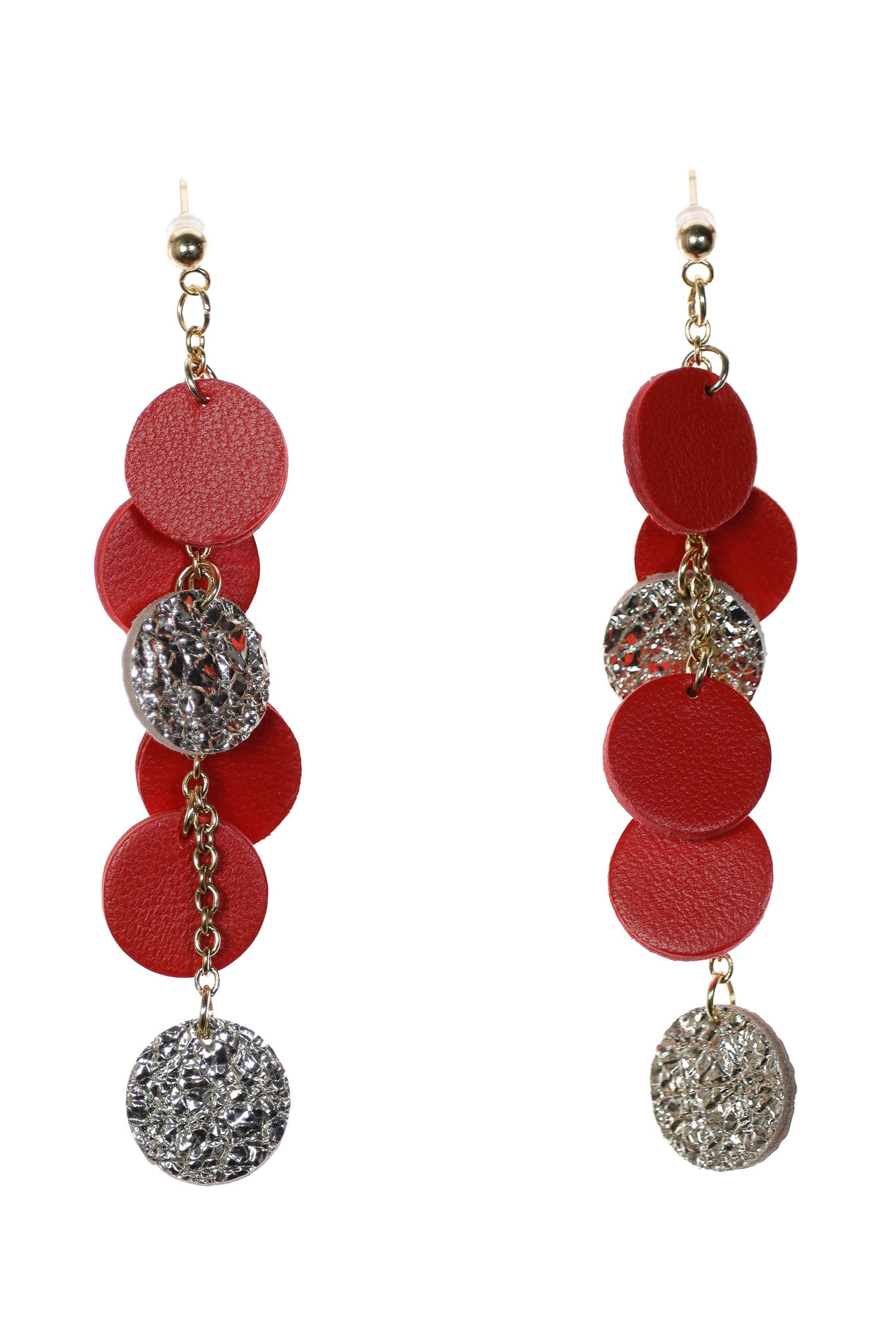 Cercei cercuri - Rosu + Auriu