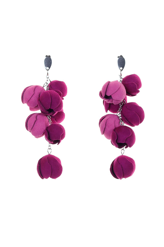 Cercei Ecouri Florale mini - Magenta/roz