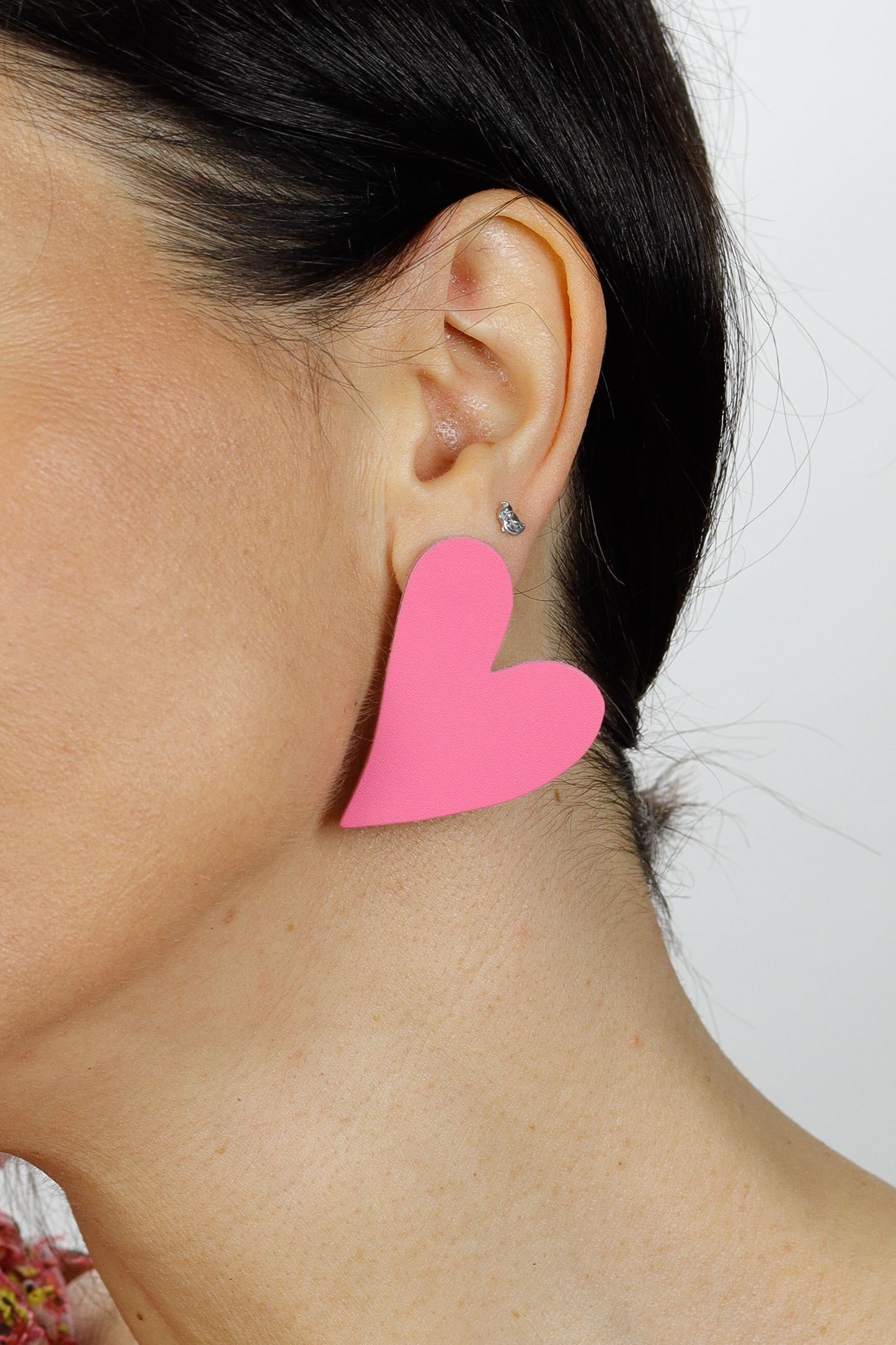 Cercei Inima Mini - Baby Pink