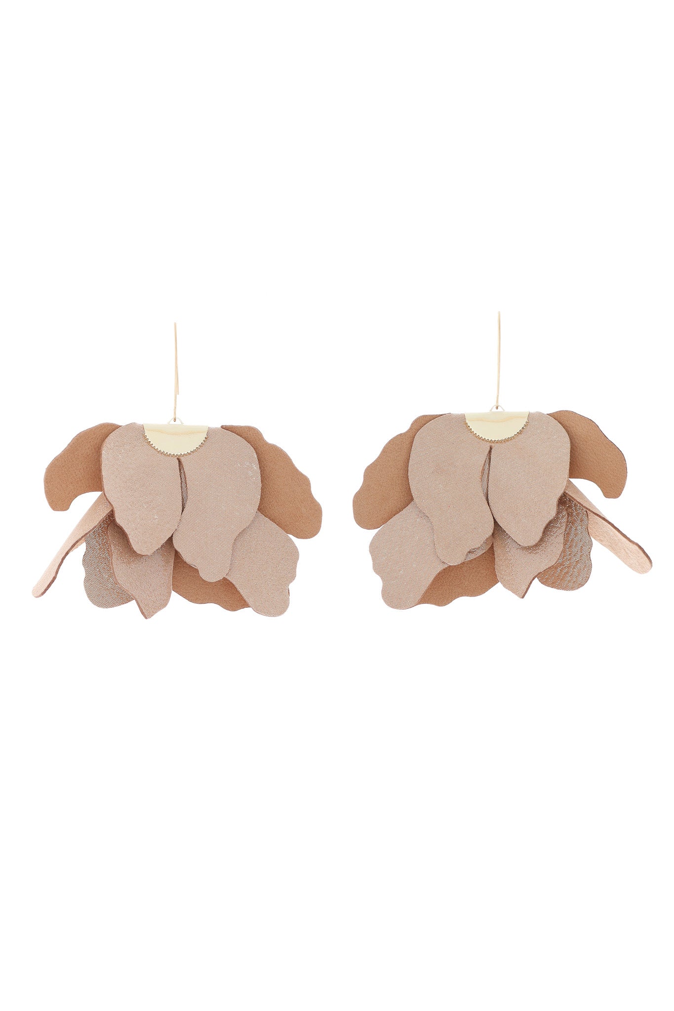 Big flower earrings - Beige with glitter