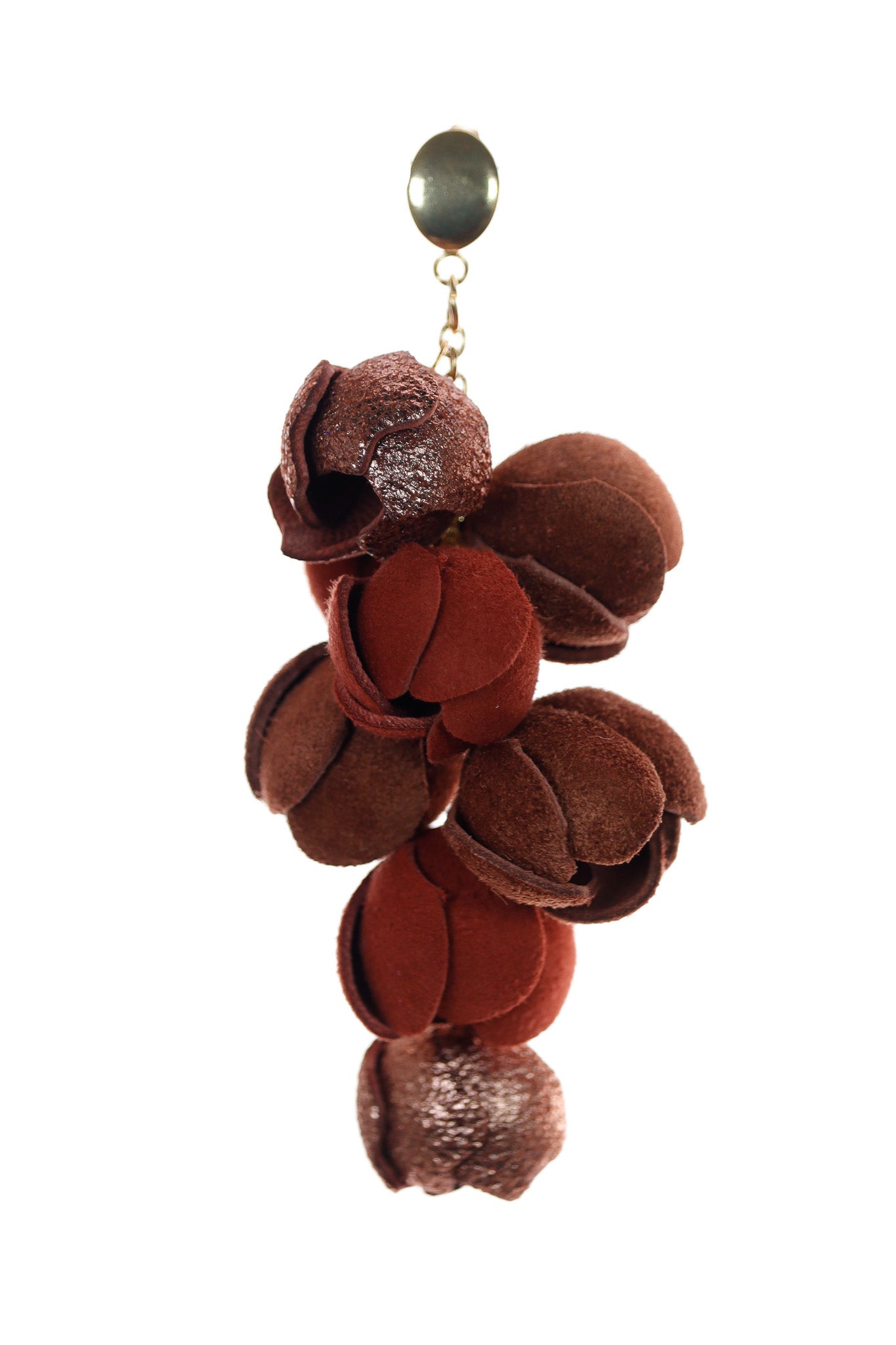 Cercei Ecouri Florale mini - Maro ciocolatiu + Rose