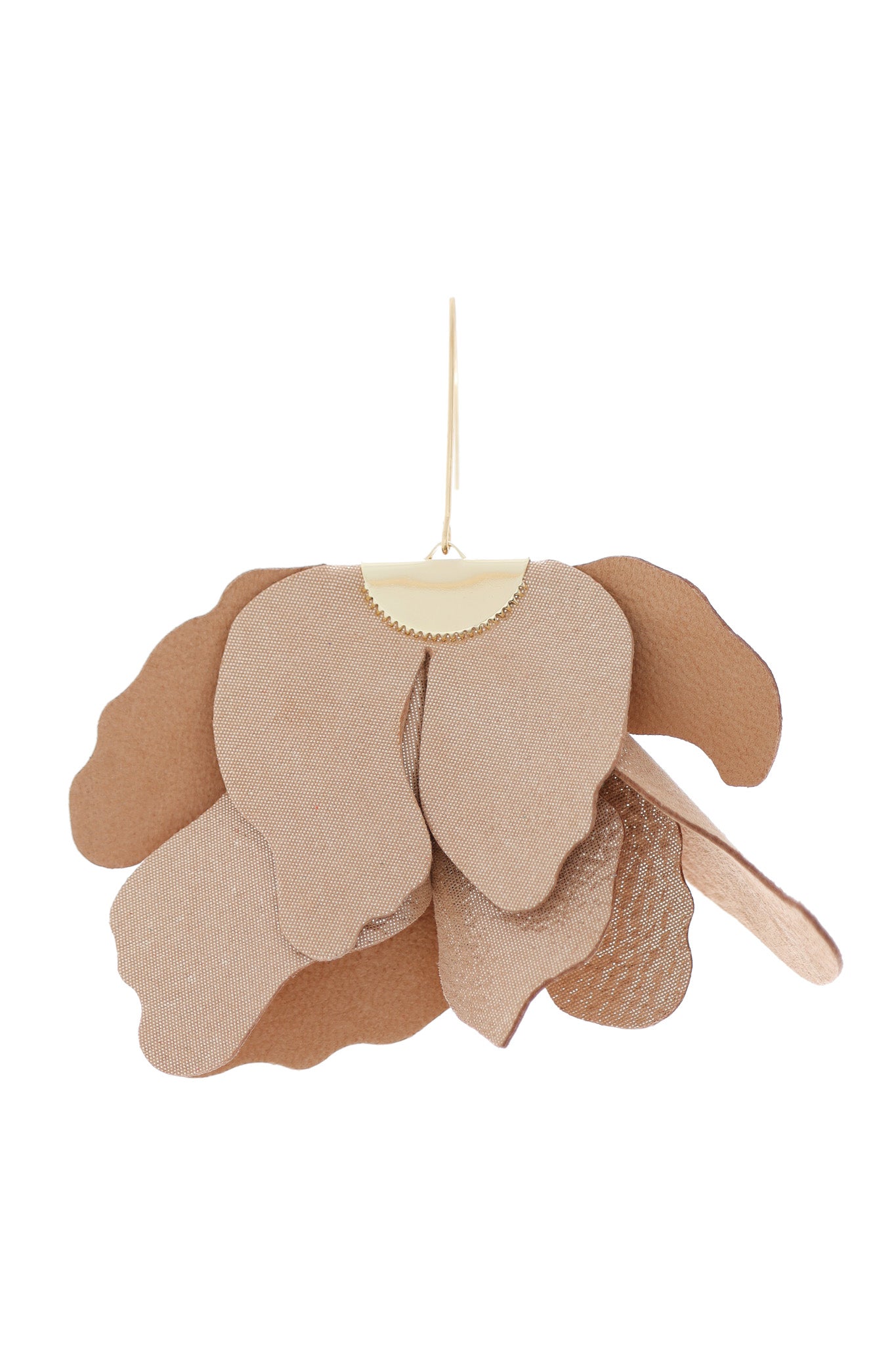 Big flower earrings - Beige with glitter