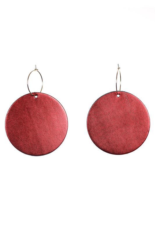 Cercei Cerc (5 cm) cu doua fete - Rosu + Negru