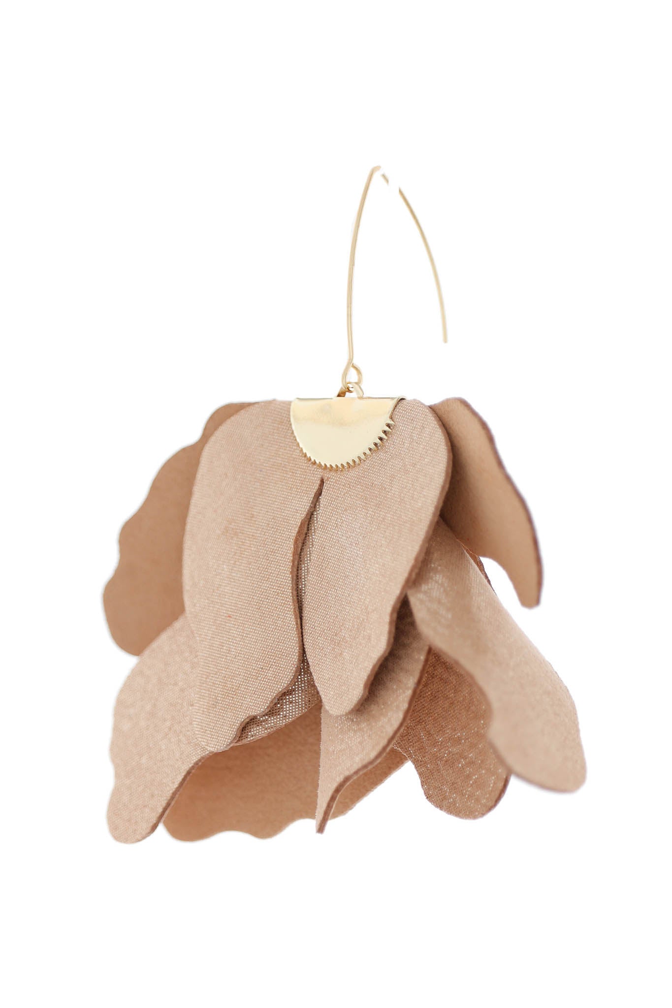 Big flower earrings - Beige with glitter