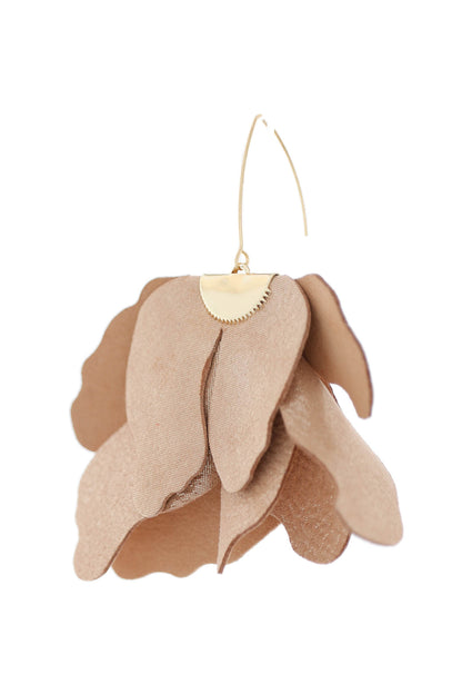 Big flower earrings - Beige with glitter