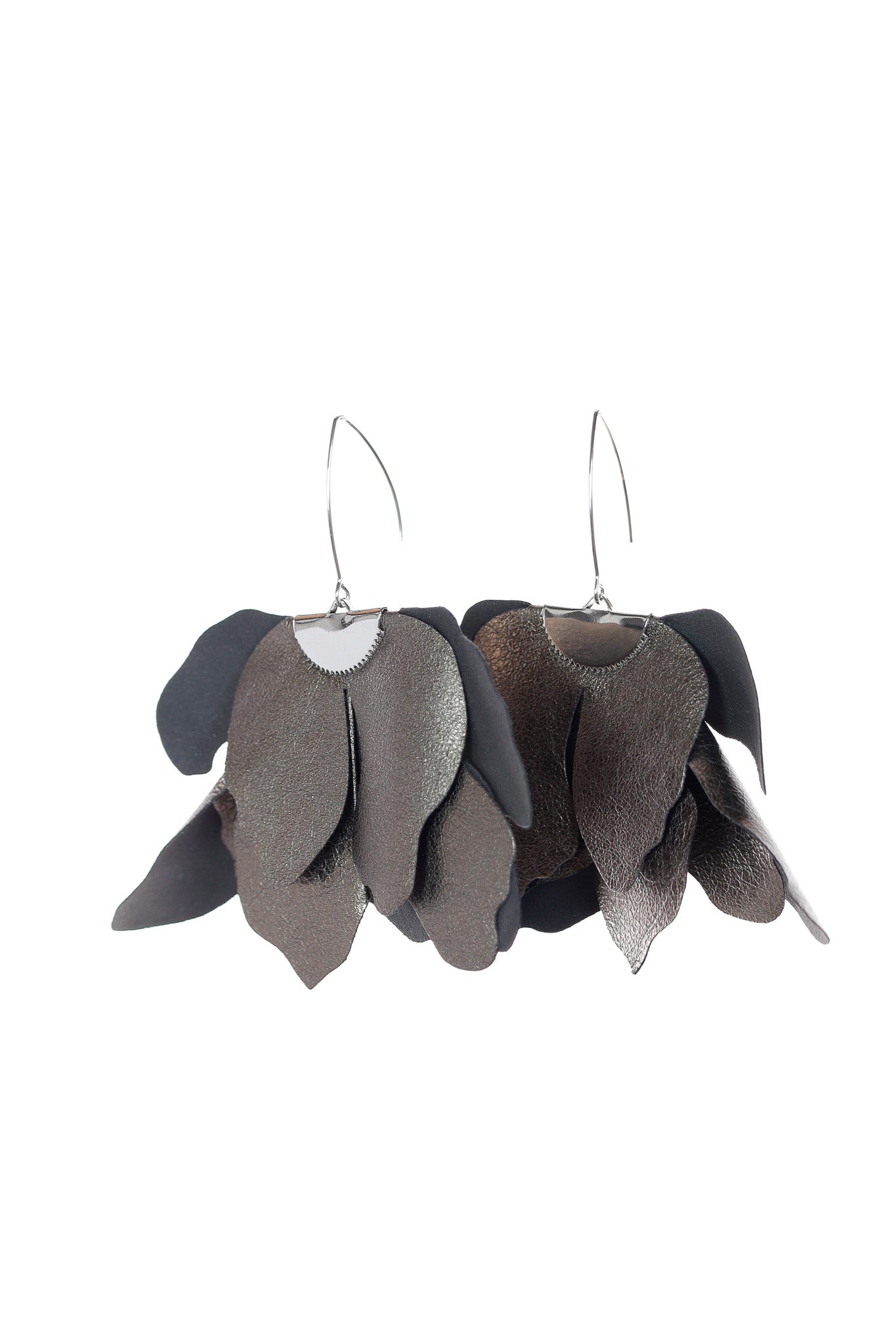 Cercei Floare Mare - Bronz metalizat + Negru