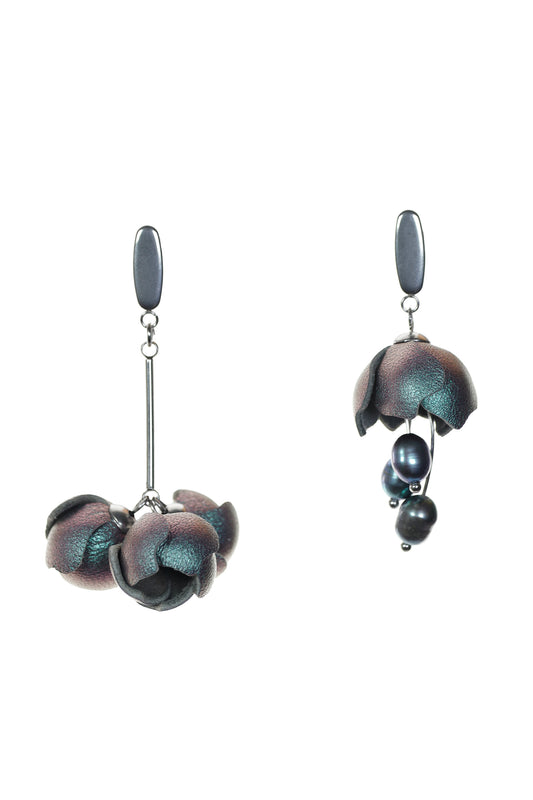 Mini Floral Echoes Earrings - Chocolate Brown + Rose