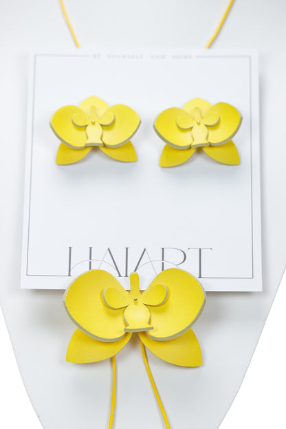 Set Colier + Cercei Orhidee - Galben Canary