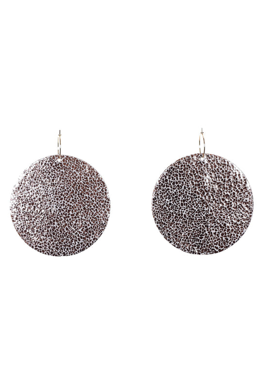 Cercei Cerc (7 cm) cu doua fete - Cupru + Alb