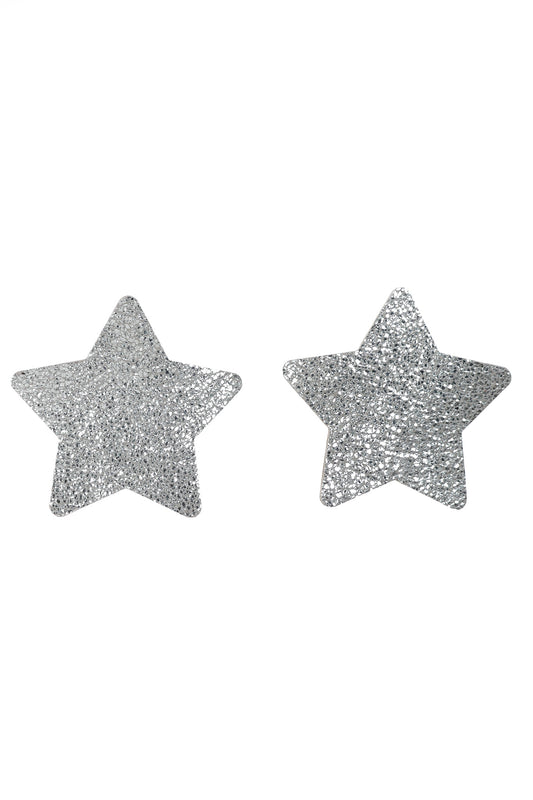 Cercei Stea - Argintiu cu sclipici