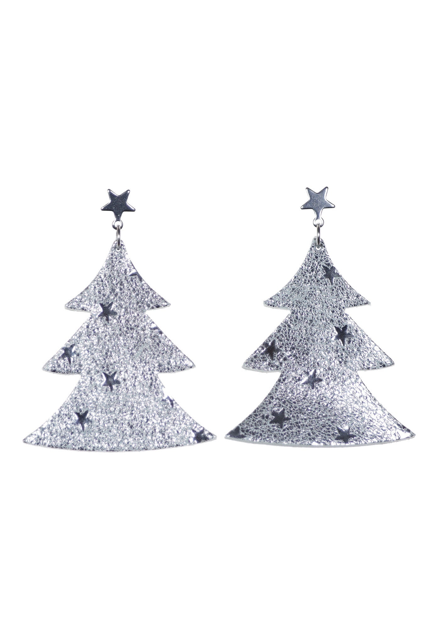 Cercei bradut - Argintiu cu stelute