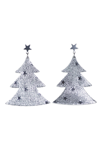 Cercei bradut - Argintiu cu stelute