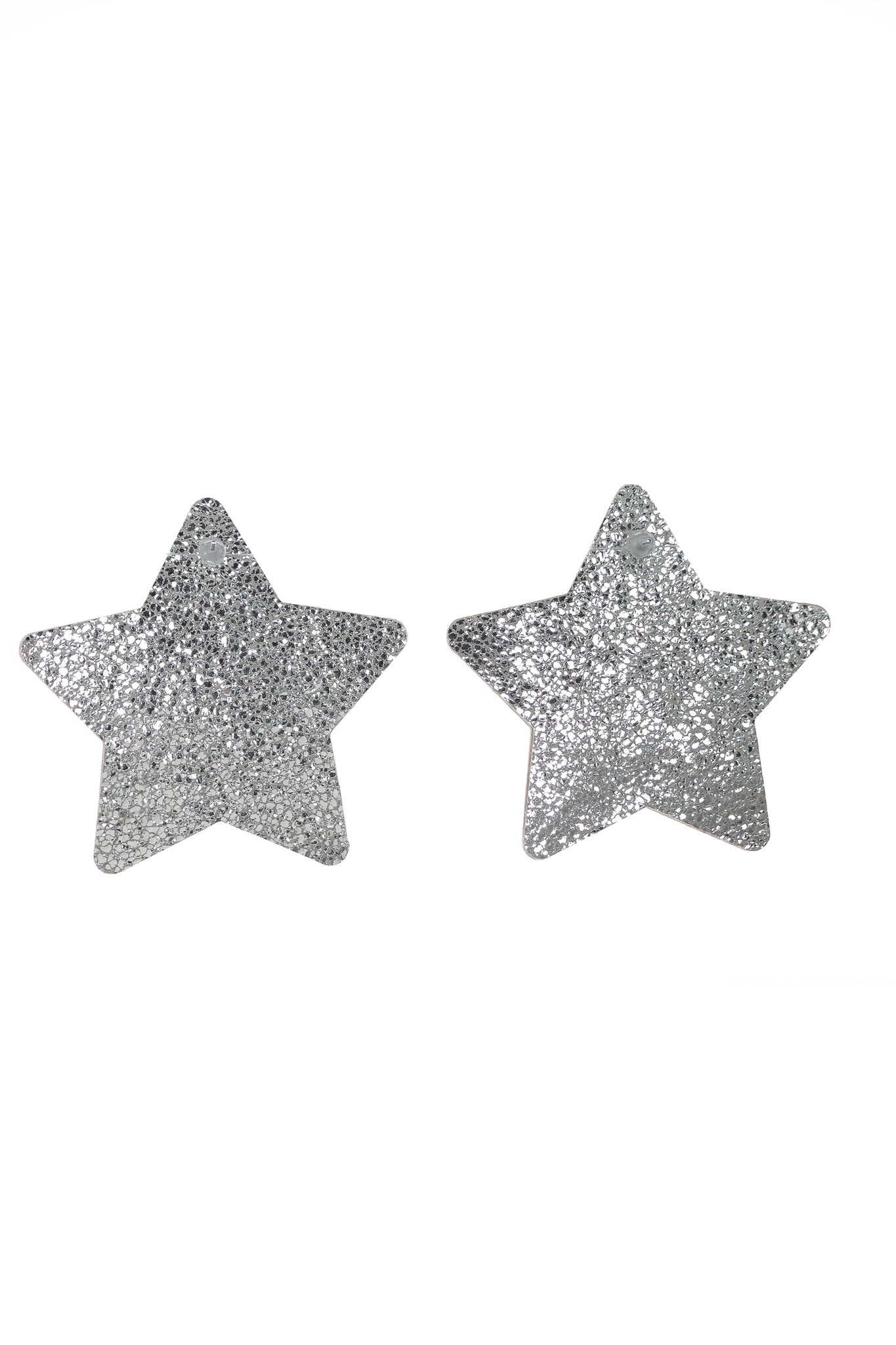 Cercei Stea - Argintiu cu sclipici