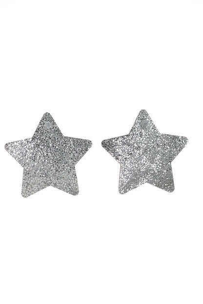 Cercei Stea - Argintiu cu sclipici