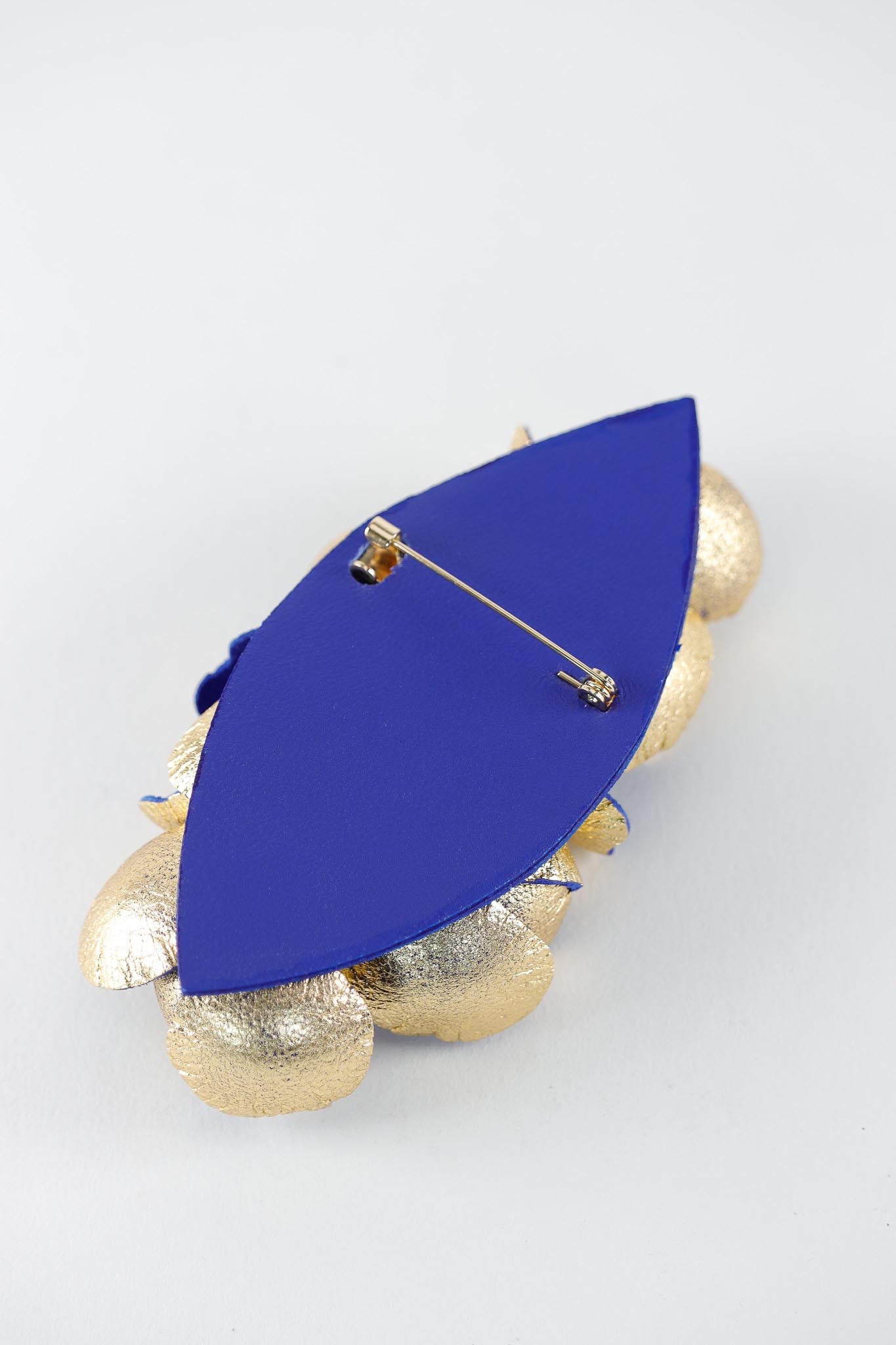 Brosa Blossom - Auriu + Albastru regal