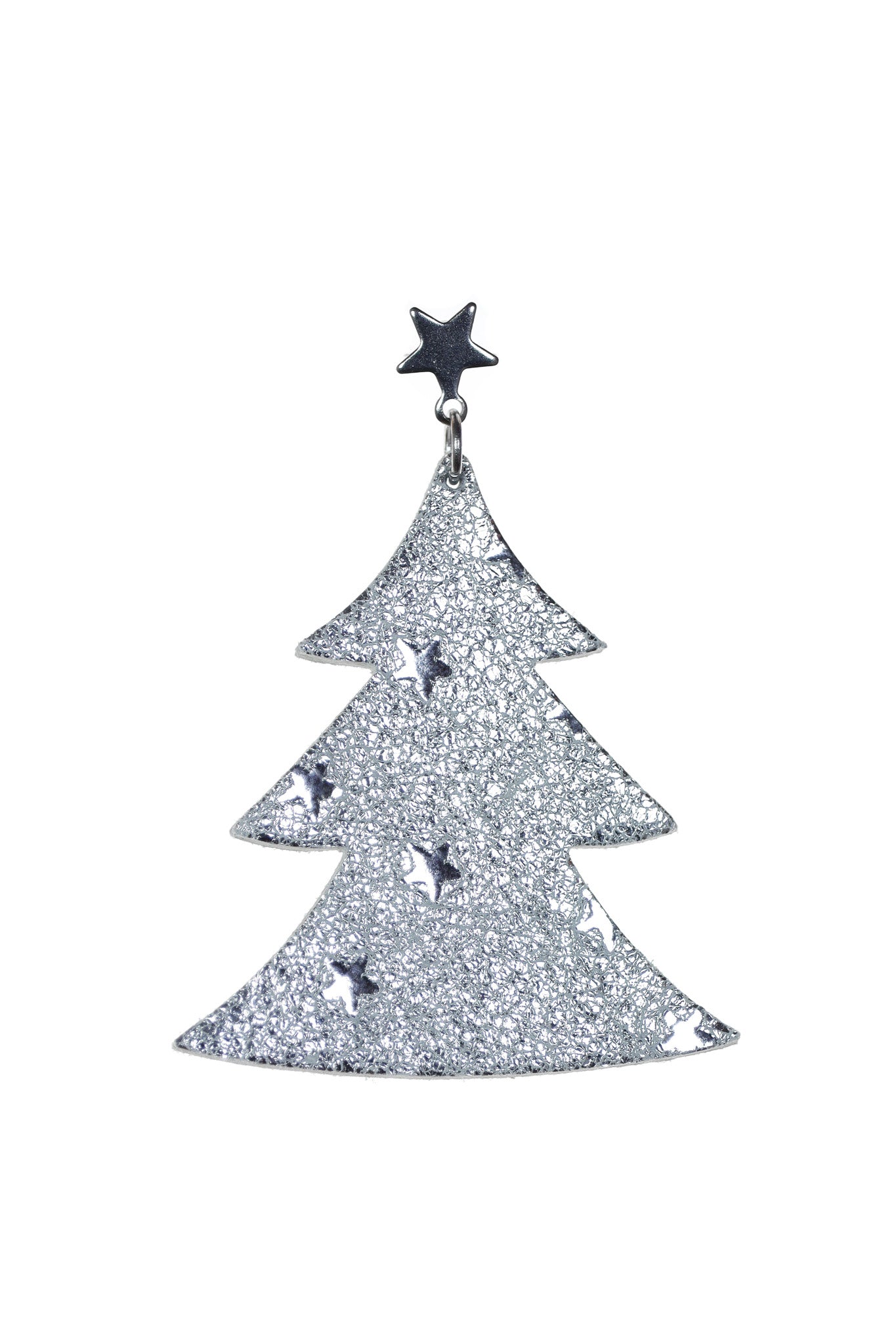 Cercei bradut - Argintiu cu stelute