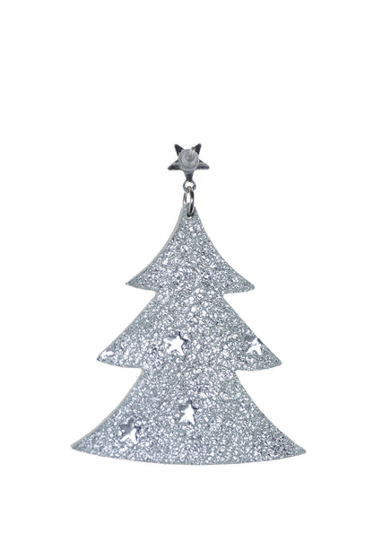 Cercei bradut - Argintiu cu stelute