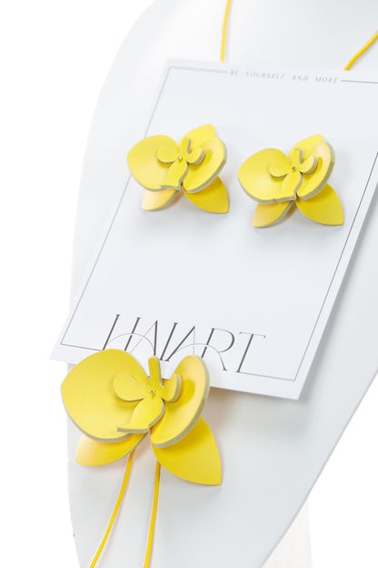 Set Colier + Cercei Orhidee - Galben Canary