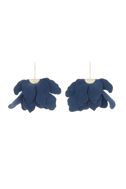 Cercei floare mare - Albastru Navy
