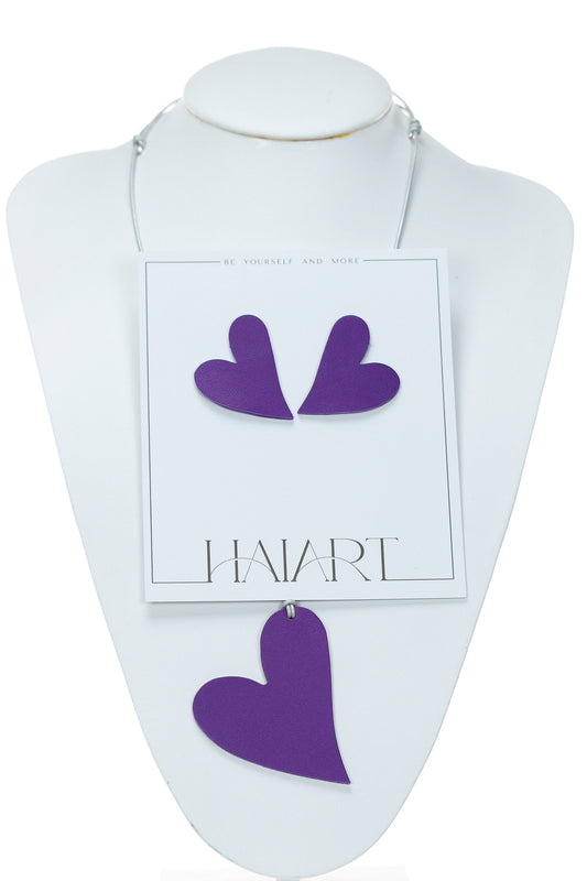 Set Colier + Cercei Inima - Violet