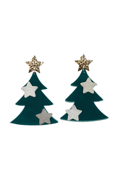 Cercei bradut - Verde + Stelute aurii