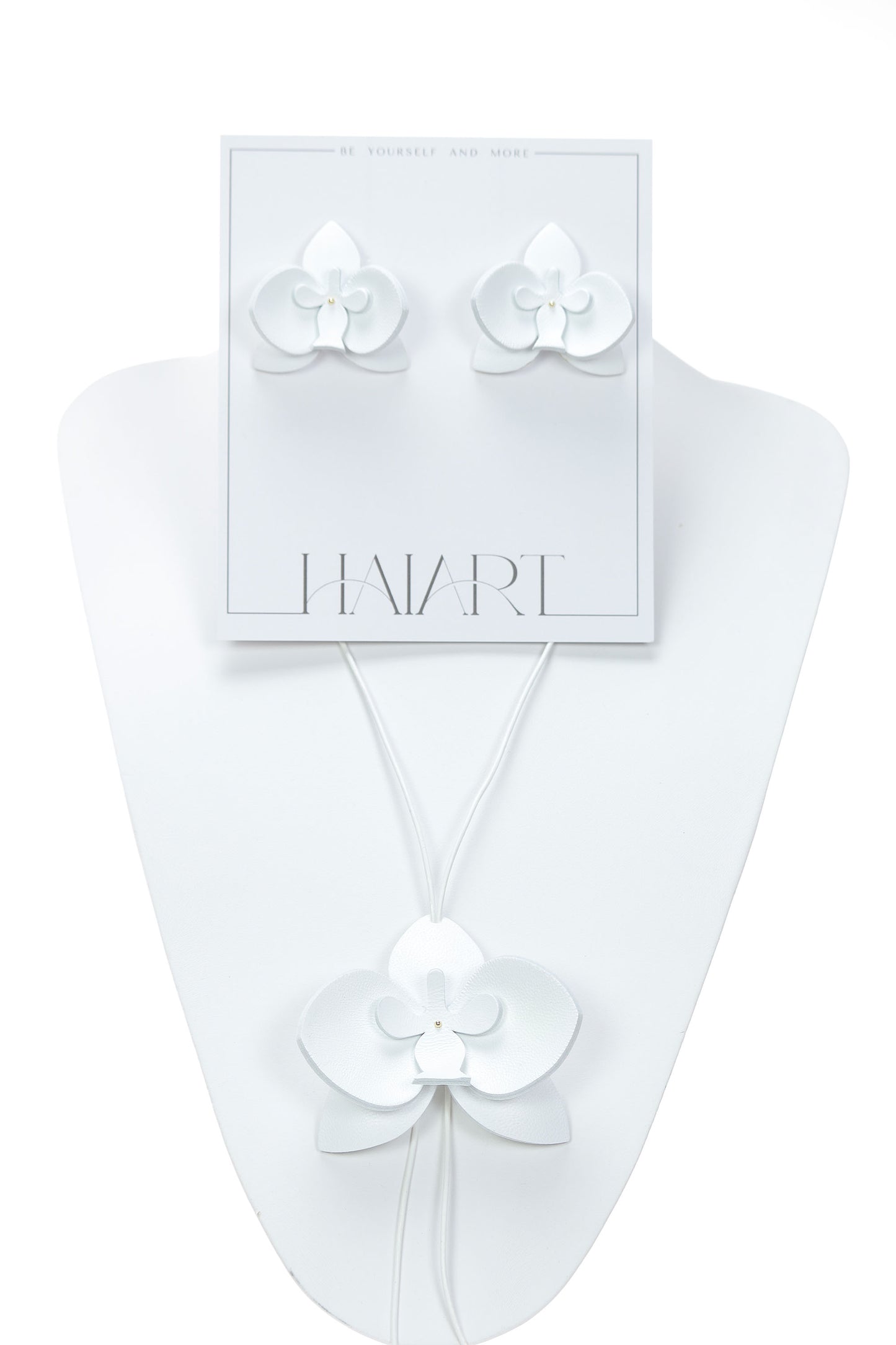 Set Colier + Cercei Orhidee - Pure White & Gold