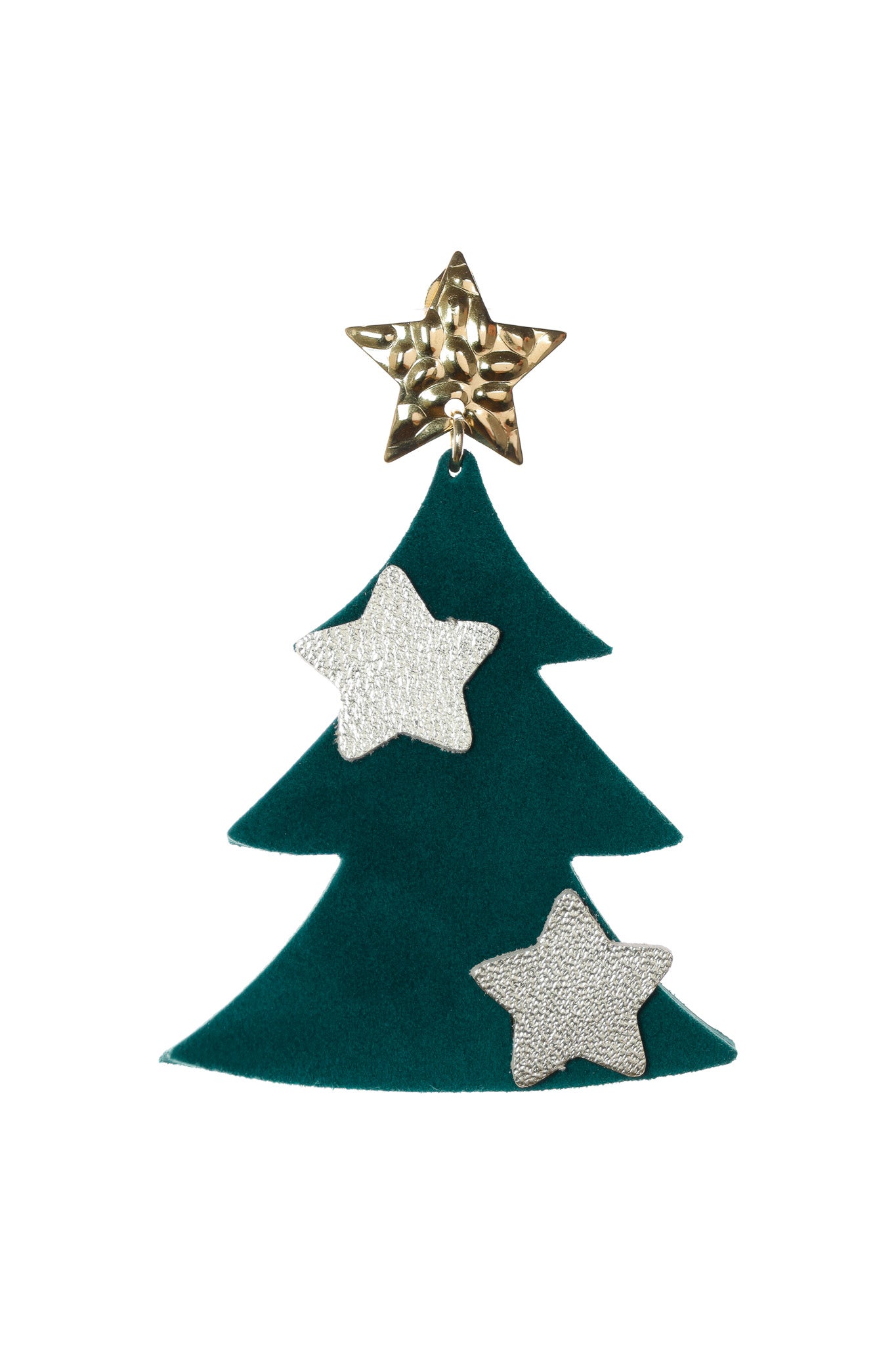 Cercei bradut - Verde + Stelute aurii