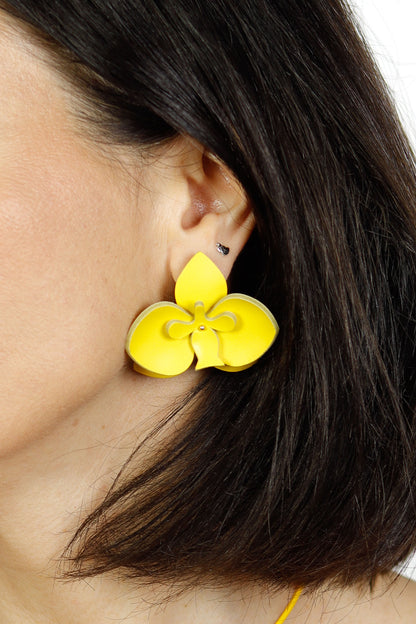 Set Colier + Cercei Orhidee - Galben Canary
