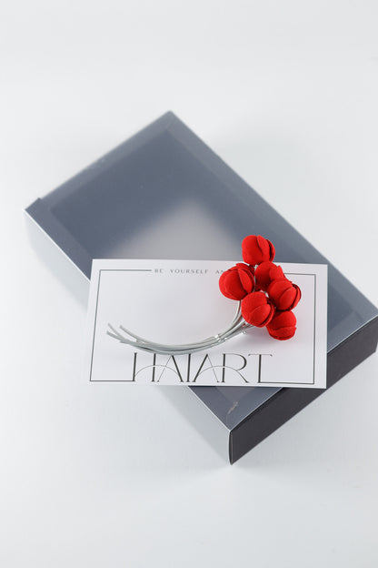 Brosa Buchet Floral - Rosu