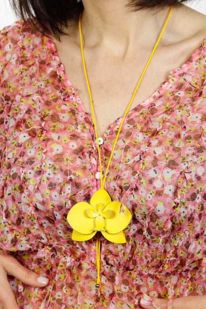 Set Colier + Cercei Orhidee - Galben Canary