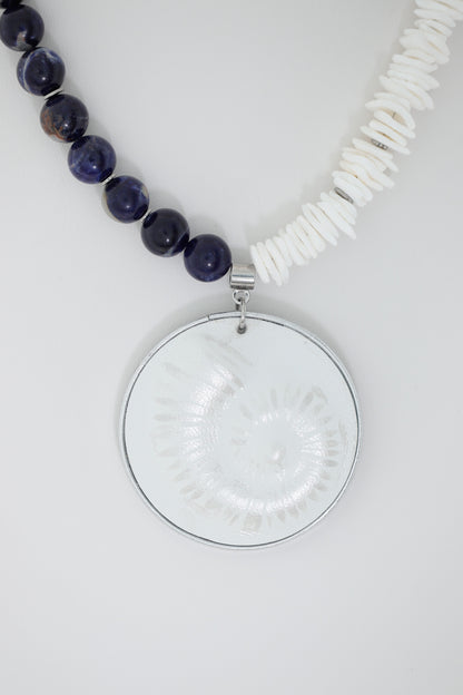 Colier unicat Marine - Scoica + Lapis Lazuli