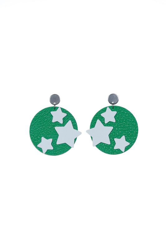 Cercei Geometrici Cerc - Verde cu stelute