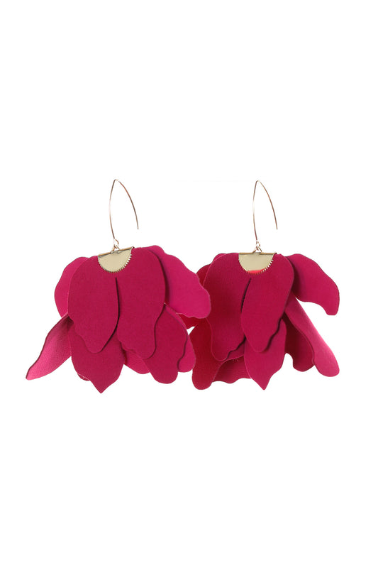 Cercei floare mare - fuchsia