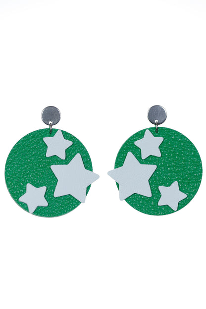 Cercei Geometrici Cerc - Verde cu stelute