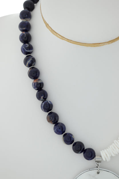 Colier unicat Marine - Scoica + Lapis Lazuli