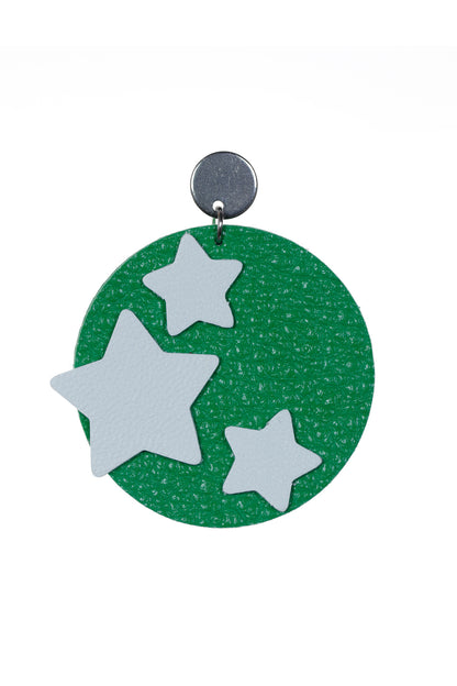 Cercei Geometrici Cerc - Verde cu stelute