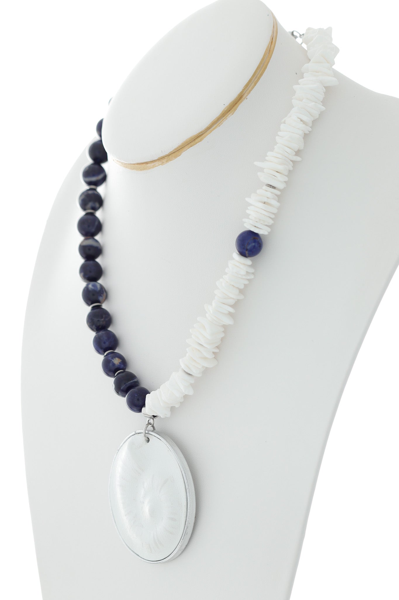 Colier unicat Marine - Scoica + Lapis Lazuli