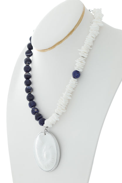 Colier unicat Marine - Scoica + Lapis Lazuli