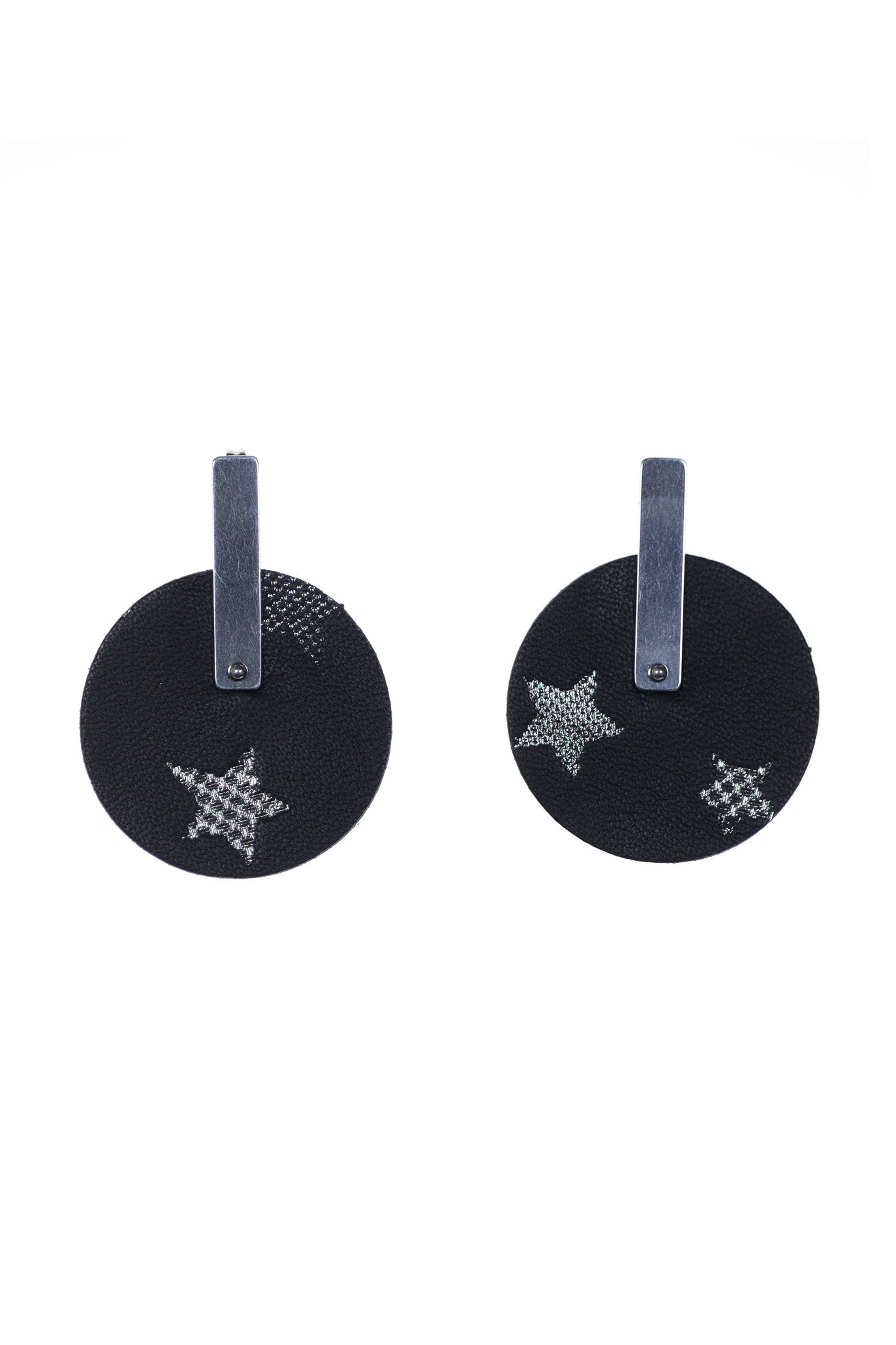 Cercei Geometrici Cerc - Negru cu stelute