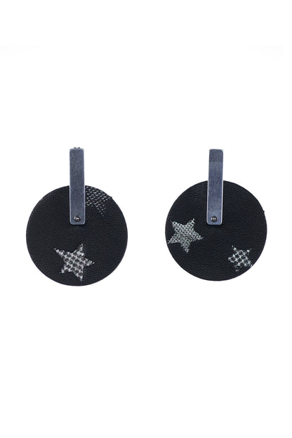 Cercei Geometrici Cerc - Negru cu stelute