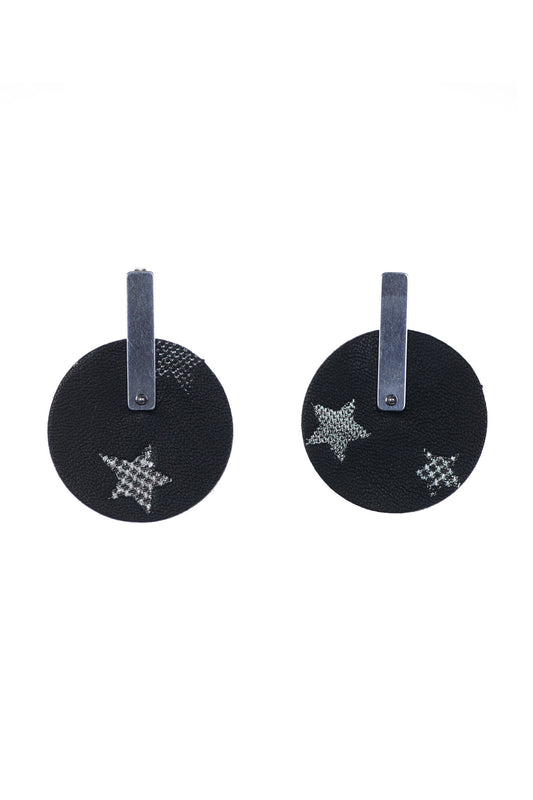 Cercei Geometrici Cerc - Negru cu stelute